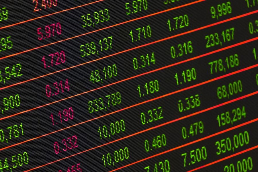 Close-up of financial figures on a screen