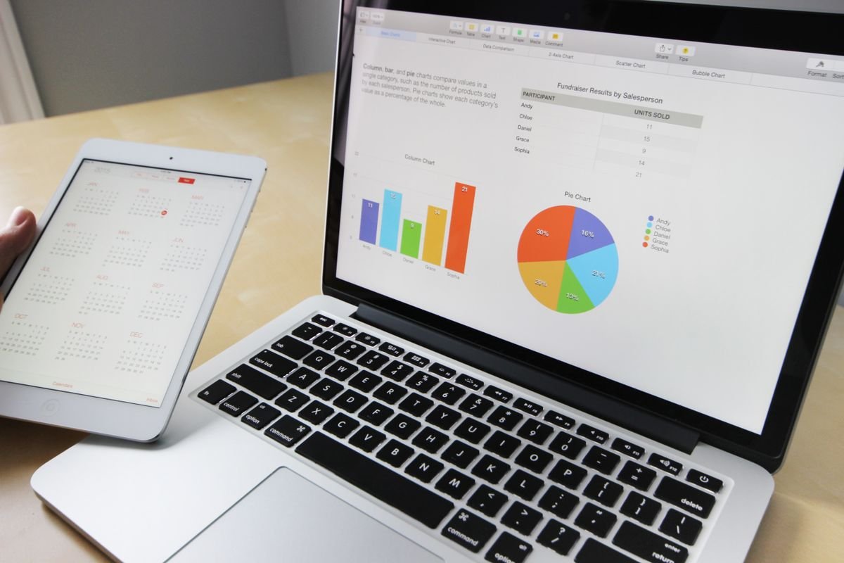 Laptop and tablet showing cloud accounting charts side by side
